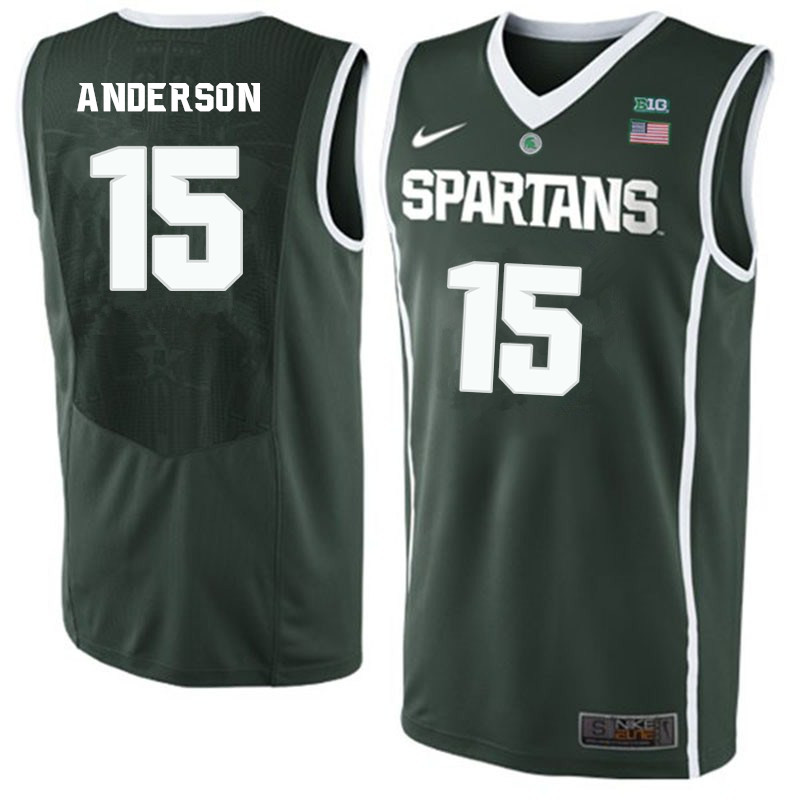 Men #15 Alan Anderson Michigan State Spartans College Basketball Jerseys-Green